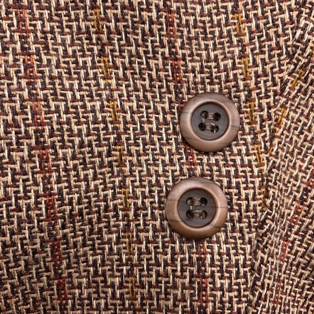 JB Blazer Men 44‎ Brown Rust Stripe Polyester Knit Classic Career Jacket 60s VTG